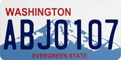 WA license plate ABJ0107