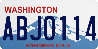 WA license plate ABJ0114