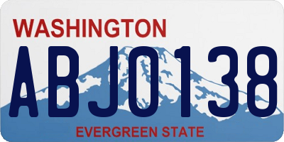 WA license plate ABJ0138