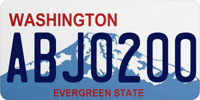 WA license plate ABJ0200