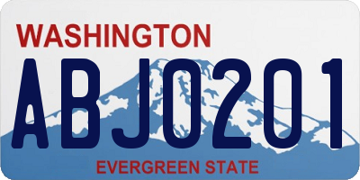 WA license plate ABJ0201