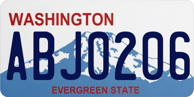 WA license plate ABJ0206