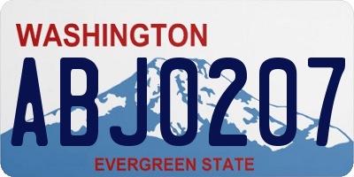 WA license plate ABJ0207