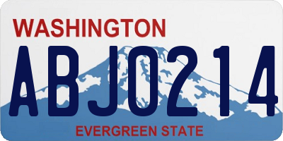 WA license plate ABJ0214