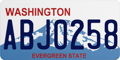 WA license plate ABJ0258