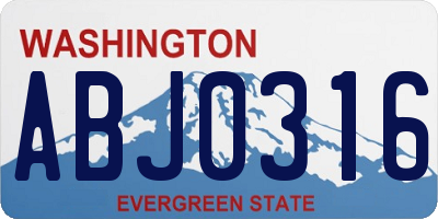 WA license plate ABJ0316