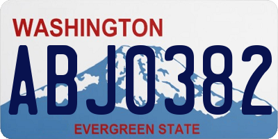 WA license plate ABJ0382