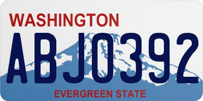 WA license plate ABJ0392