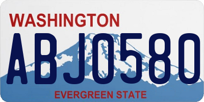 WA license plate ABJ0580
