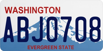 WA license plate ABJ0708