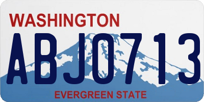 WA license plate ABJ0713