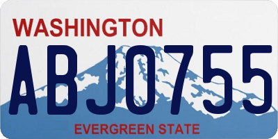 WA license plate ABJ0755