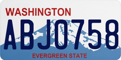 WA license plate ABJ0758