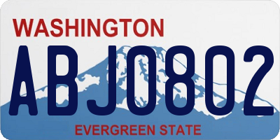 WA license plate ABJ0802