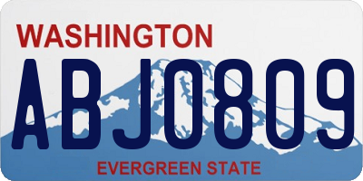 WA license plate ABJ0809