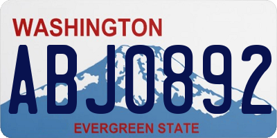 WA license plate ABJ0892