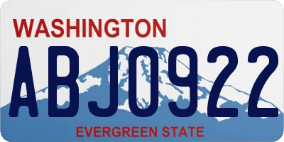 WA license plate ABJ0922