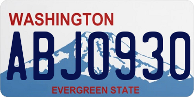 WA license plate ABJ0930