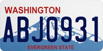 WA license plate ABJ0931