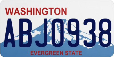 WA license plate ABJ0938
