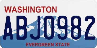 WA license plate ABJ0982