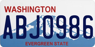 WA license plate ABJ0986
