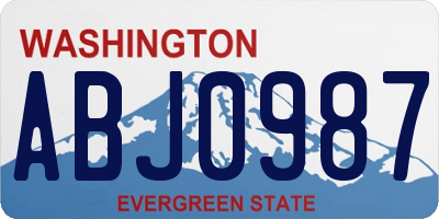 WA license plate ABJ0987