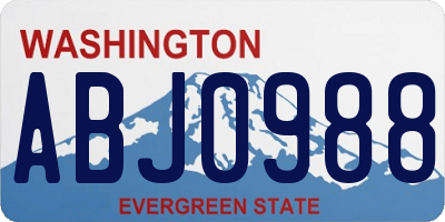 WA license plate ABJ0988