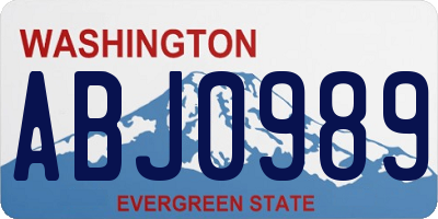 WA license plate ABJ0989