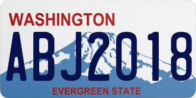 WA license plate ABJ2018