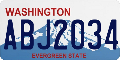 WA license plate ABJ2034