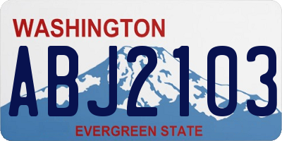 WA license plate ABJ2103