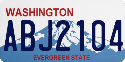 WA license plate ABJ2104