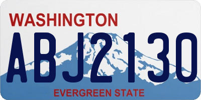 WA license plate ABJ2130