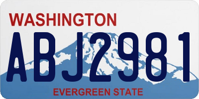 WA license plate ABJ2981