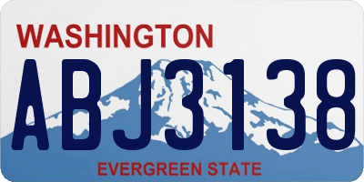 WA license plate ABJ3138