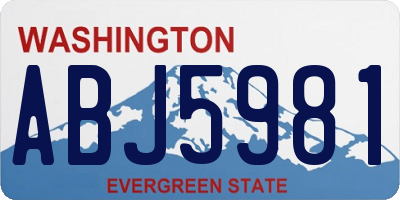 WA license plate ABJ5981