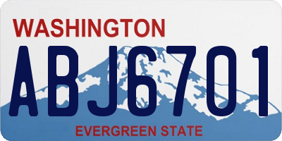 WA license plate ABJ6701