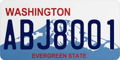 WA license plate ABJ8001