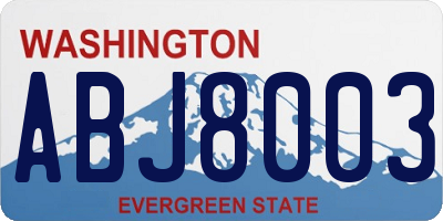 WA license plate ABJ8003