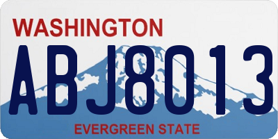 WA license plate ABJ8013