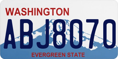 WA license plate ABJ8070