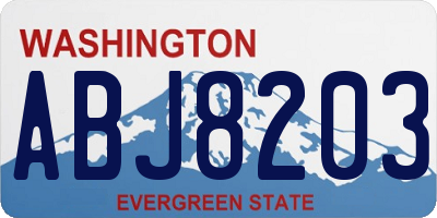 WA license plate ABJ8203