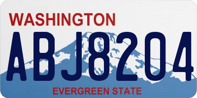 WA license plate ABJ8204