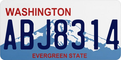 WA license plate ABJ8314