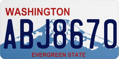 WA license plate ABJ8670