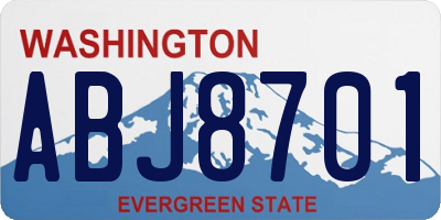 WA license plate ABJ8701