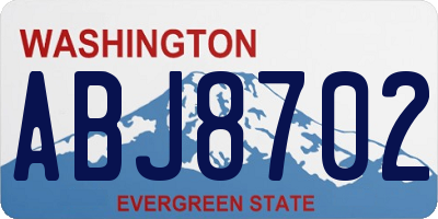 WA license plate ABJ8702