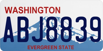 WA license plate ABJ8839