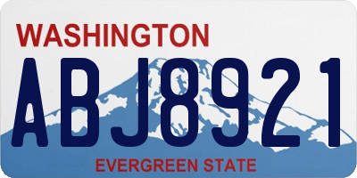 WA license plate ABJ8921